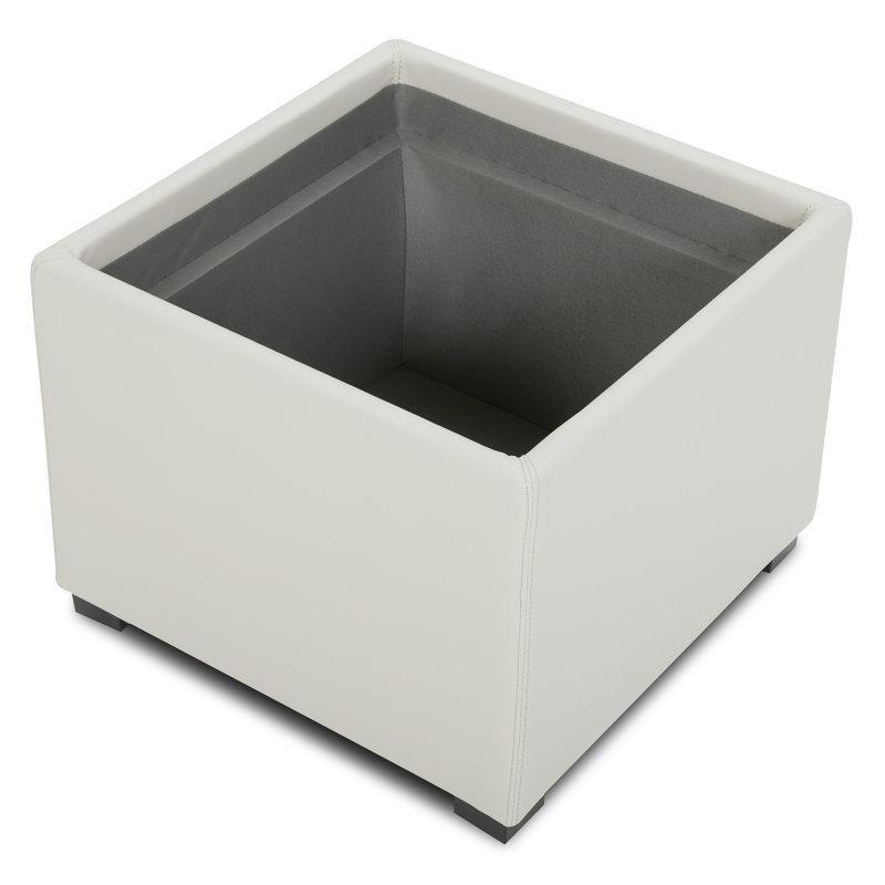 Taş Rengi Suni Deri Tepsili Sandıklı Küp Puf - 45x45 cm - 165211