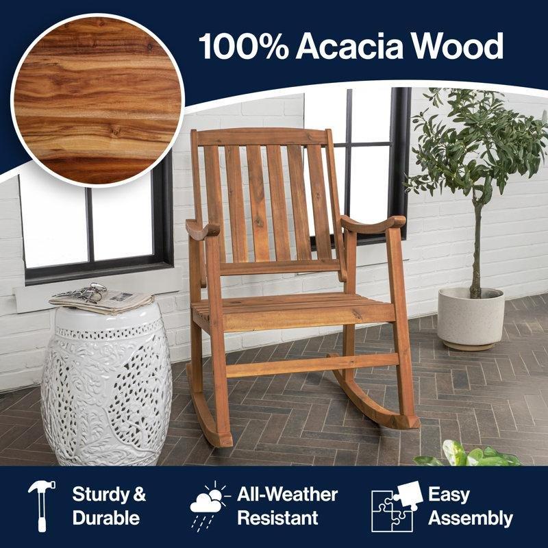 Teak Akasya Ağacı Latalı Sırtlı Sallanan Sandalye - 218385