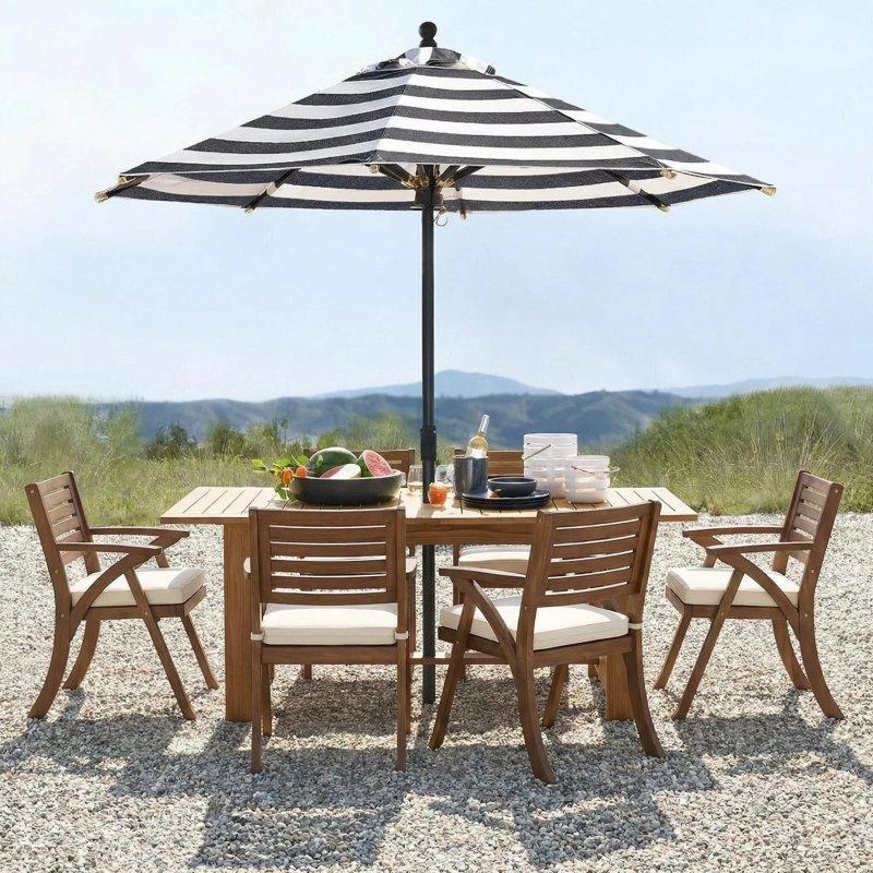 Teak Masif Akasya Bej Minderli Kollu Bahçe Sandalyesi 2li Set - 173273