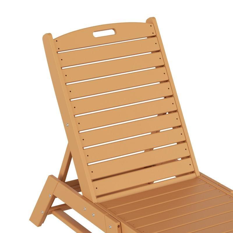 Teak Plastik Katlanabilir Ayarlanabilir Sırtlı Yan Sehpalı Şezlong Seti - 199 cm - 170938