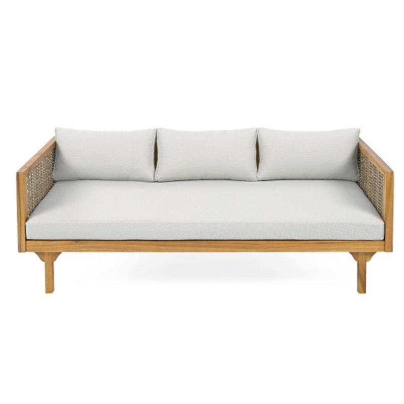 Teak Rattan Kollu Akasya Ağacı 3 Kişilik Minderli Palet Koltuk - 173 cm - 177444