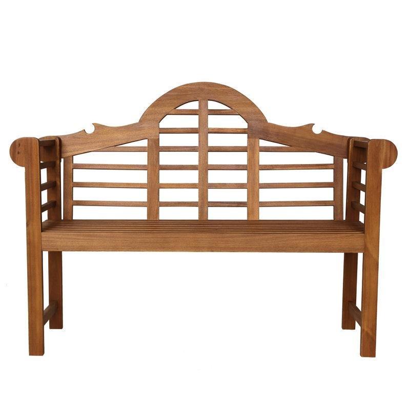 Teak Rengi Masif Akasya Ağacı Yüksek Sırtlı Bahçe Bankı - 130 cm - 172366