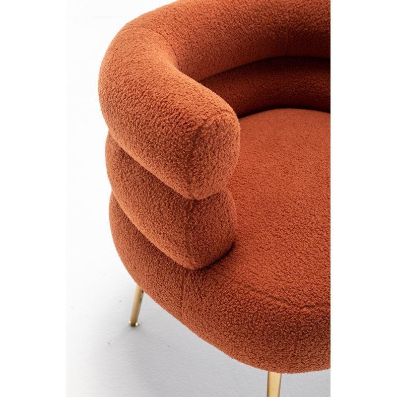 Teddy Kumaş Gold Metal Ayaklı 2li Set Yuvarlak Tekli Koltuk - 203935