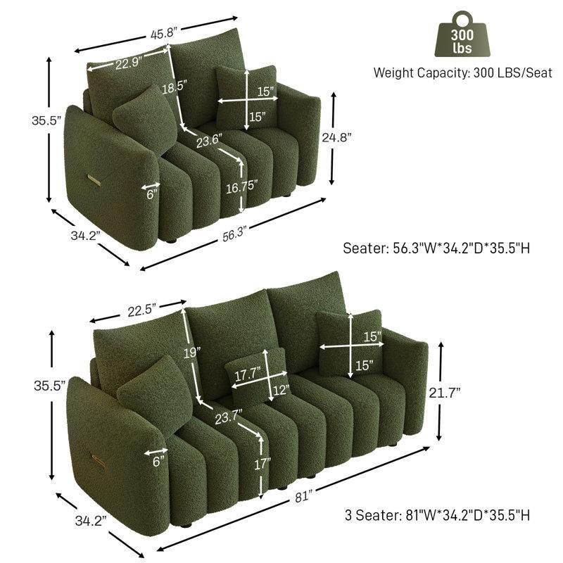 Teddy Kumaş Kapitoneli Yuvarlak Kollu 2 Parça Koltuk Takımı - 191936