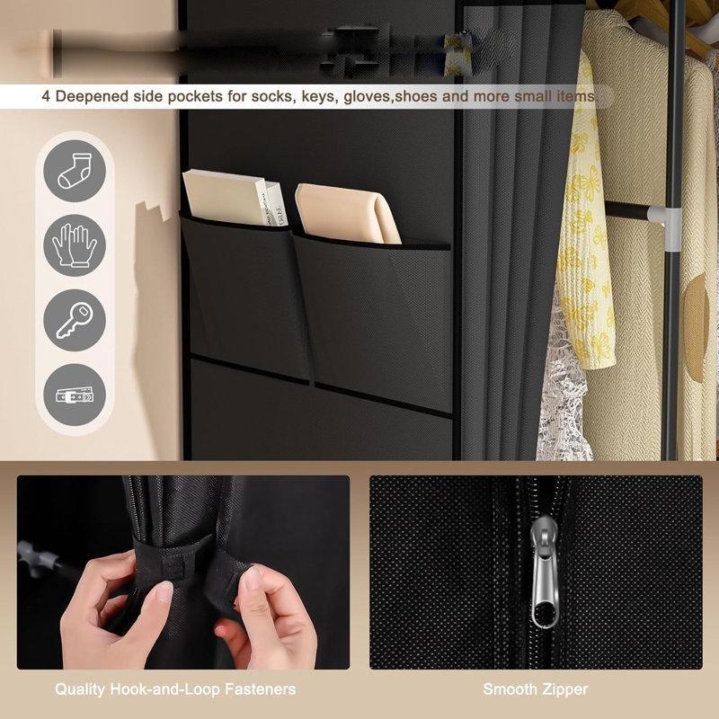Tekerlekli Metal 8 Raflı 4 Askılıklı Portatif Bez Dolap - 182857