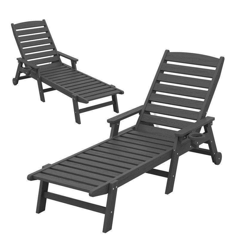 Tekerlekli ve Ayarlanabilir Sırtlıklı HDPE 2li Şezlong Seti - 171538