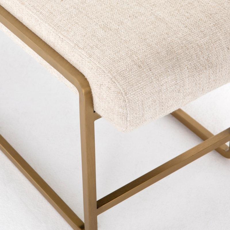 Thames Krem Metal Kızak Ayaklı Kumaş Döşemeli Bench - 153 cm - 164230