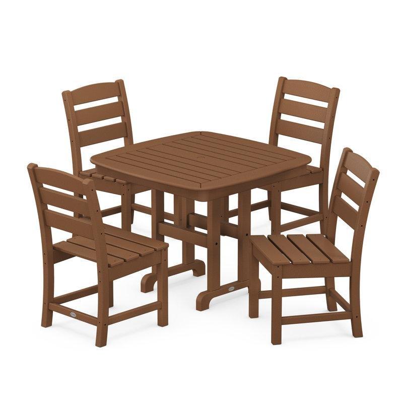 Tik Rengi HDPE Plastik Şemsiye Delikli 4 Kişilik Bahçe Masa Takımı - 94x94 cm - 214228