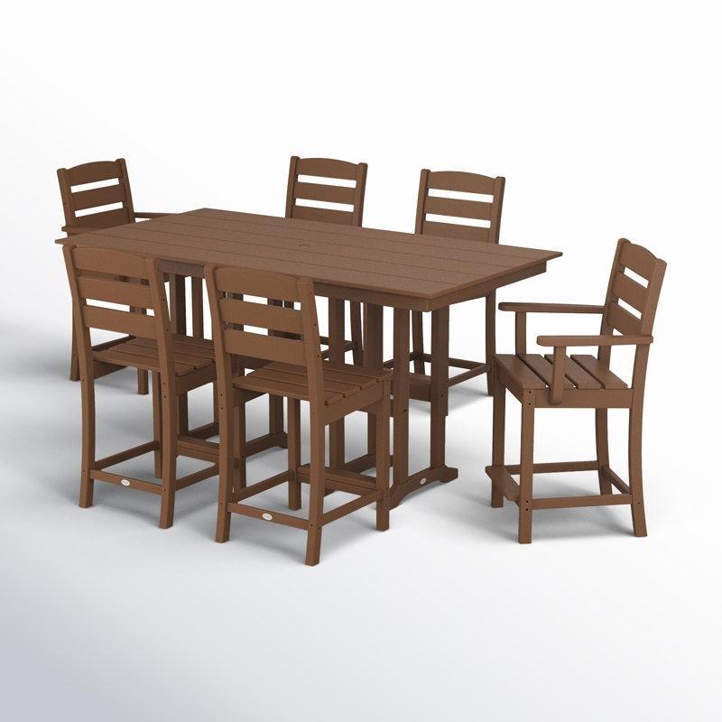 Tik Rengi HDPE Şemsiye Delikli 6 Kişilik Bar Tipi Bahçe Masa Takımı - 215013
