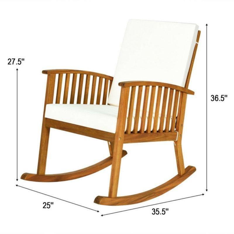 Tik Rengi Masif Akasya Ağacı Minderli Suya Dayanıklı Sallanan Sandalye - 64x91 cm - 219011