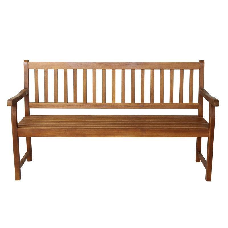 Tik Rengi Masif Akasya Ahşap Kolçaklı Vintage Bahçe Bankı - 151 cm - 172052