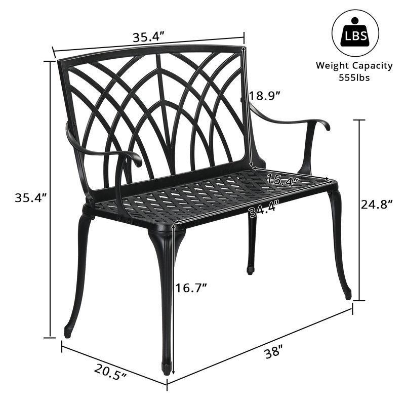 Toz Boyalı Alüminyum Kavisli Kollu Bahçe Bankı - 97 cm - 172244