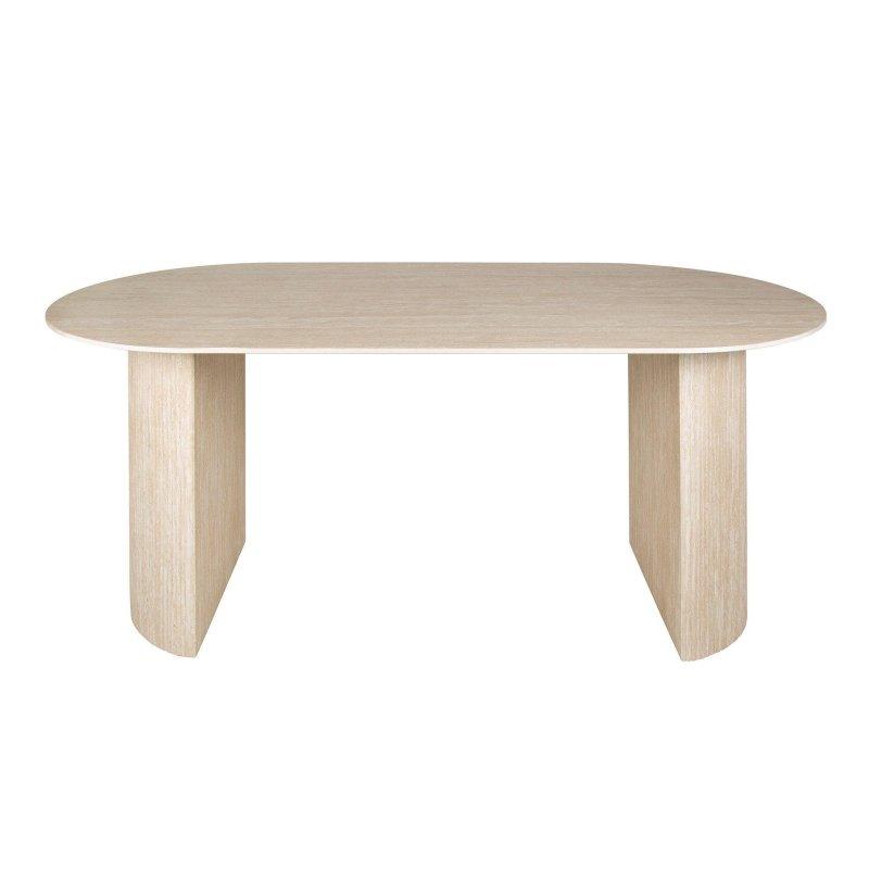 Traverten Görünümlü Seramik Dalga Profilli Oval Bohem Yemek Masası - 180 cm - 235944