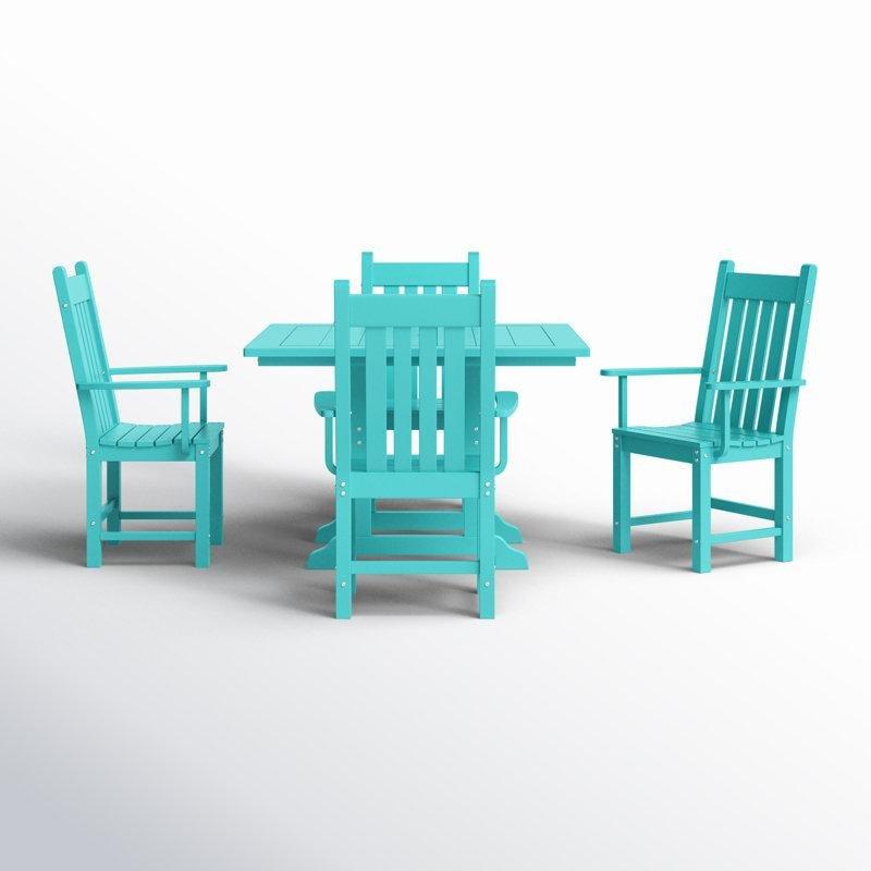 Turkuaz Plastik Şemsiye Delikli 4 Kişilik Bahçe Masa Takımı - 110x110 cm - 214491
