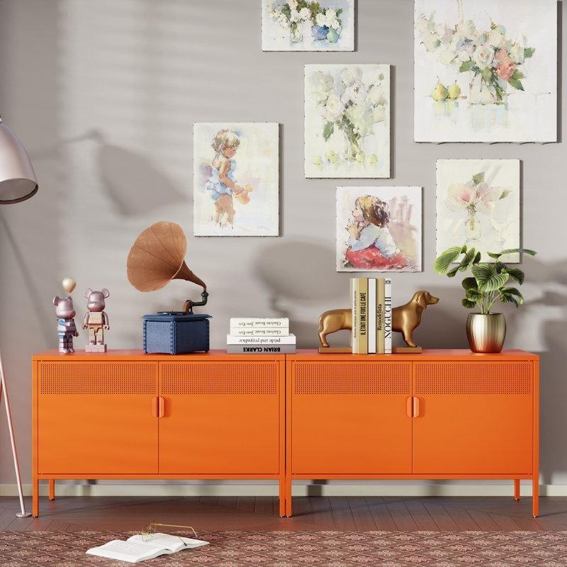 Turuncu Çelik 2 Kapaklı Ayarlanabilir Raflı Ayakkabılık - 100x41x65 cm - 230127
