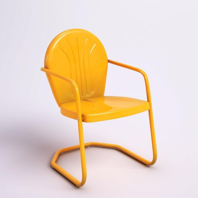 Turuncu Metal Retro Tasarım Kollu Bahçe Sandalyesi - 173843