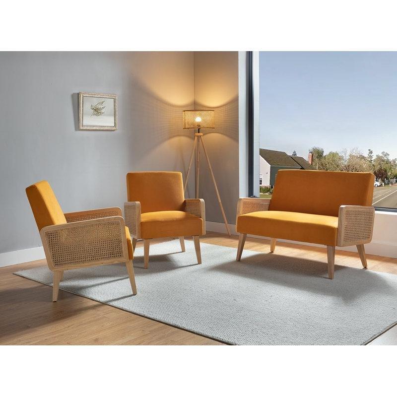 Turuncu Rattan Kollu Ahşap Koltuk Takımı - 191528