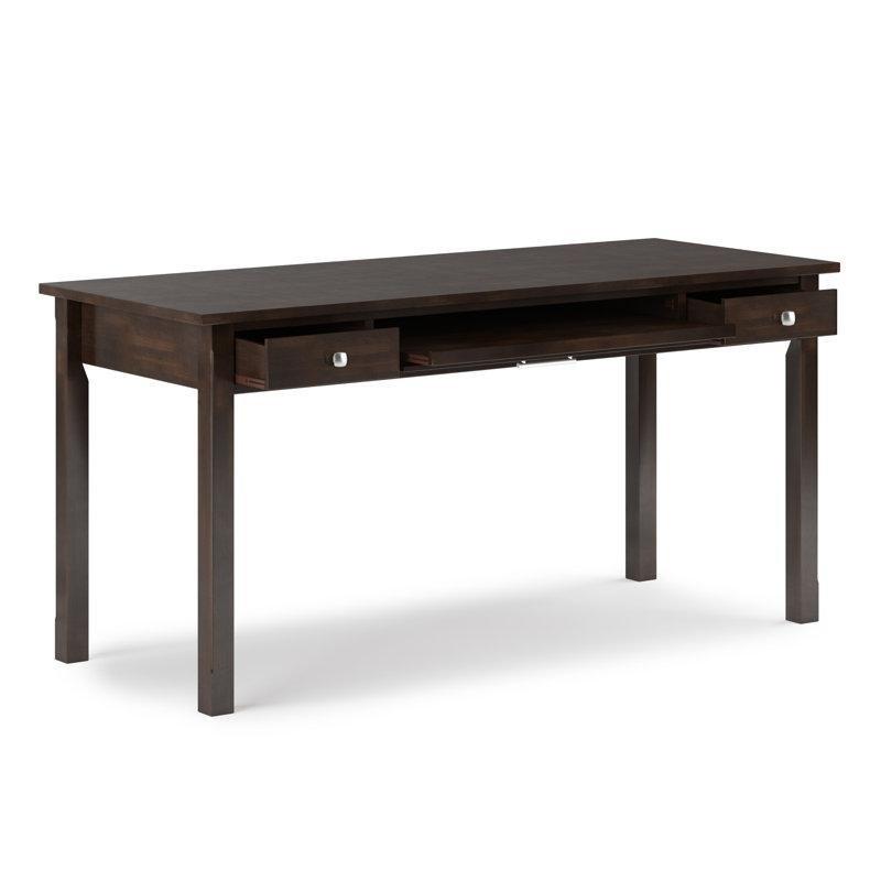 Tütün Kahverengi Masif Ahşap 2 Çekmeceli Klavye Tepsili Vintage Çalışma Masası - 153 cm - 234569