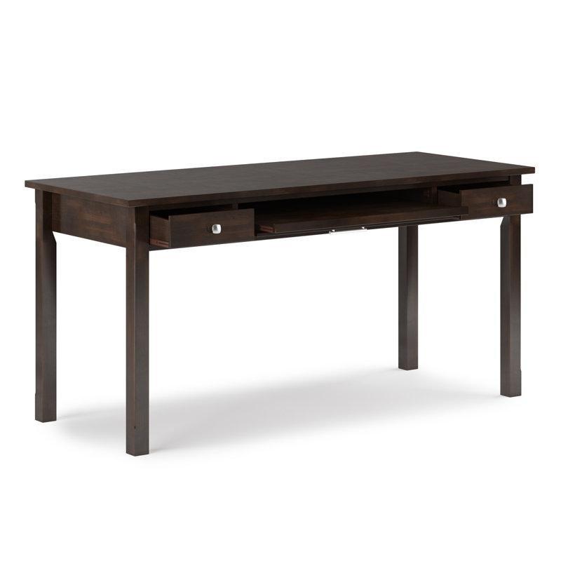 Tütün Kahverengi Masif Ahşap 2 Çekmeceli Klavye Tepsili Vintage Çalışma Masası - 153 cm - 234569