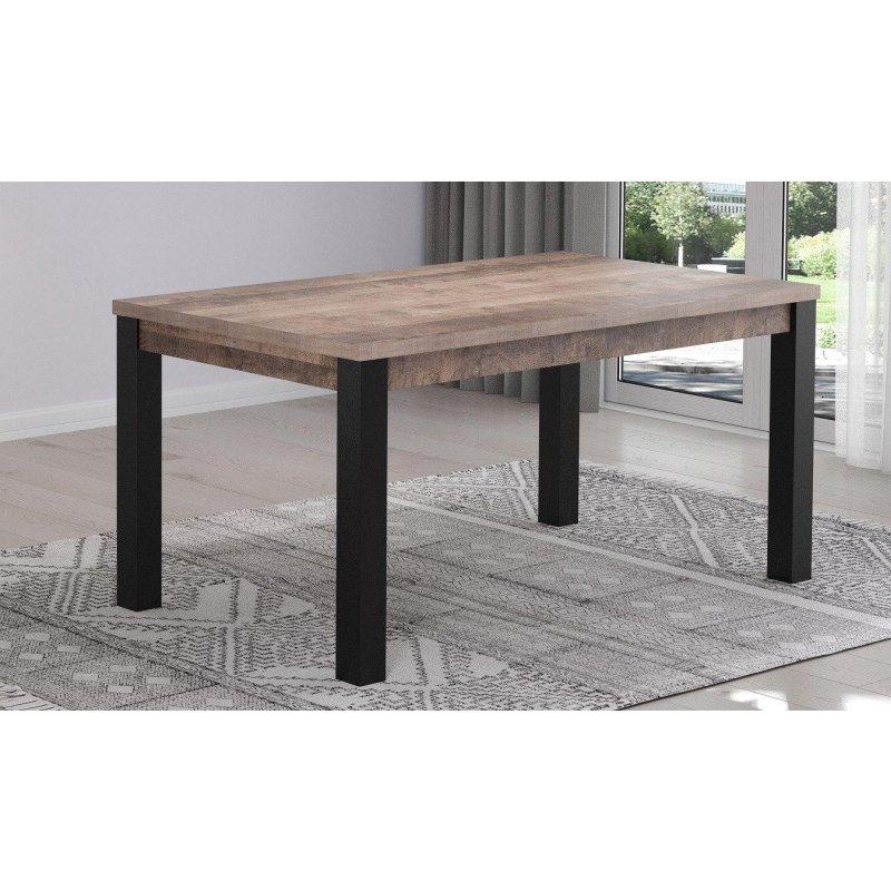 Tütün Meşe ve Siyah Ahşap Dokulu Yüzeyli Dikdörtgen Bohem Yemek Masası - 160x90 cm - 236802