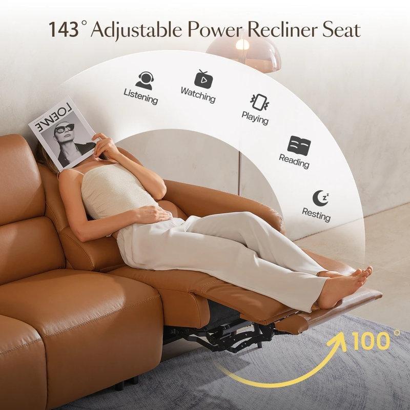 USB Portlu ve Açılır Tepsili Elektrikli Mekanizmalı Deri Üçlü Koltuk - 216 cm - 197199