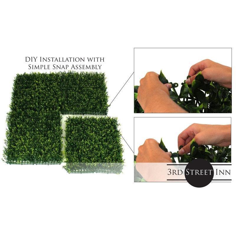 UV Korumalı Yeşil Şimşir Yapay Çit Paneli 12li Set - 51x51 cm - 170560