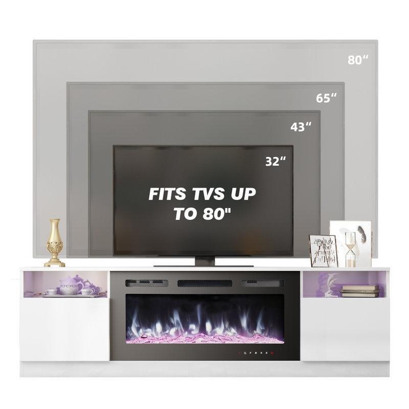 Uzaktan Kumandalı Şömineli Ahşap TV Ünitesi - 178 cm - 222487