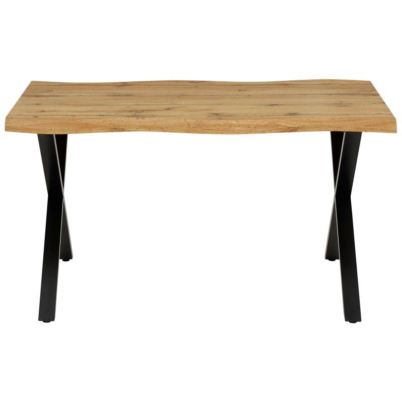 Vahşi Meşe MDF Tablalı Siyah Metal X Ayaklı Bohem Yemek Masası - 140x90 cm - 236906
