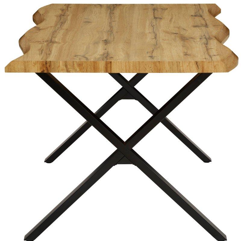 Vahşi Meşe MDF Tablalı Siyah Metal X Ayaklı Bohem Yemek Masası - 140x90 cm - 236906