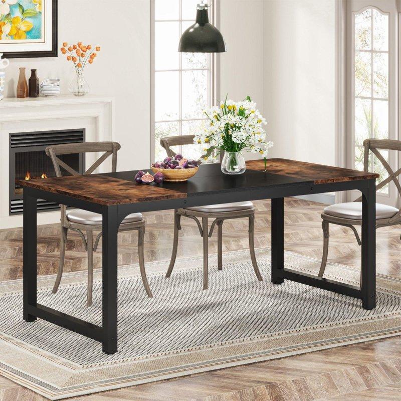 Vintage Kahve ve Siyah Metal Ayaklı Endüstriyel 6-8 Kişilik Bohem Yemek Masası - 160x80 cm - 236100 Vintage Kahve ve Siyah Metal Ayaklı Endüstriyel 6-8 Kişilik Bohem Yemek Masası - 160x80 cm - 236100