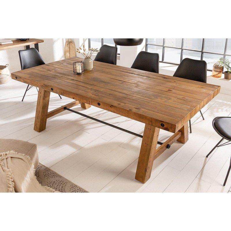 Vintage Kahverengi Geri Dönüştürülmüş Çam Ağacı Endüstriyel Tasarım Bohem Yemek Masası - 165x90 cm - 235679