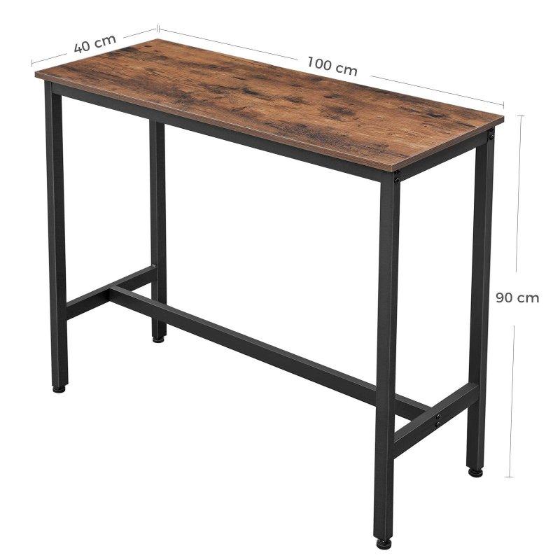 Vintage Kahverengi ve Siyah Sunta Çelik Endüstriyel Bar Masası - 100x40x90 cm - 232125