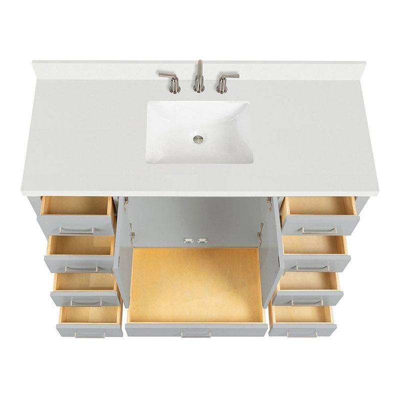 Vintage Yeşil Masif Ahşap Çekmeceli ve Beyaz Kuvars Tezgahlı Banyo Lavabo Dolabı - 140 cm - 201690