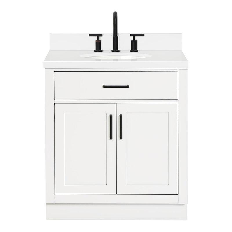 Vintage Yeşil Masif Ahşap Kuvars Tezgahlı Yavaş Kapanır Çekmeceli Banyo Lavabo Dolabı - 79 cm - 199112