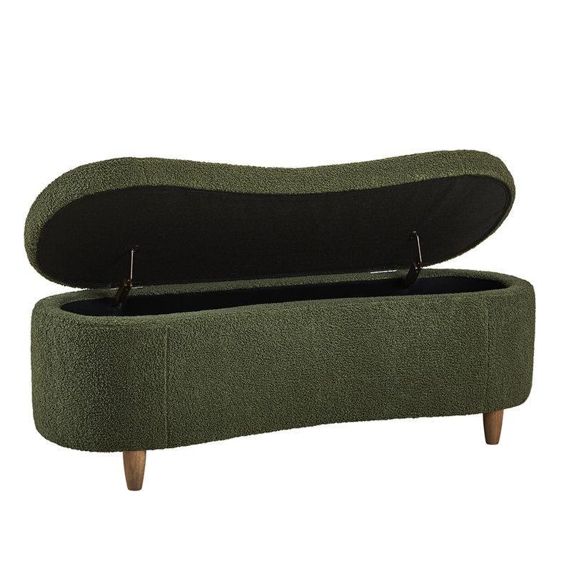Vizon Bukle Kumaş Masif Karaağaç Ayaklı Sandıklı Bench - 122 cm - 164437