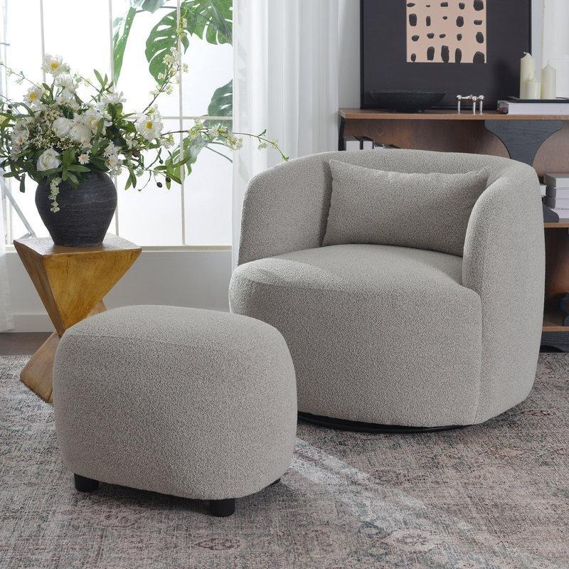 Vizon Bukle Kumaş Yuvarlak Saklama Alanlı Puf - 59 cm - 165124