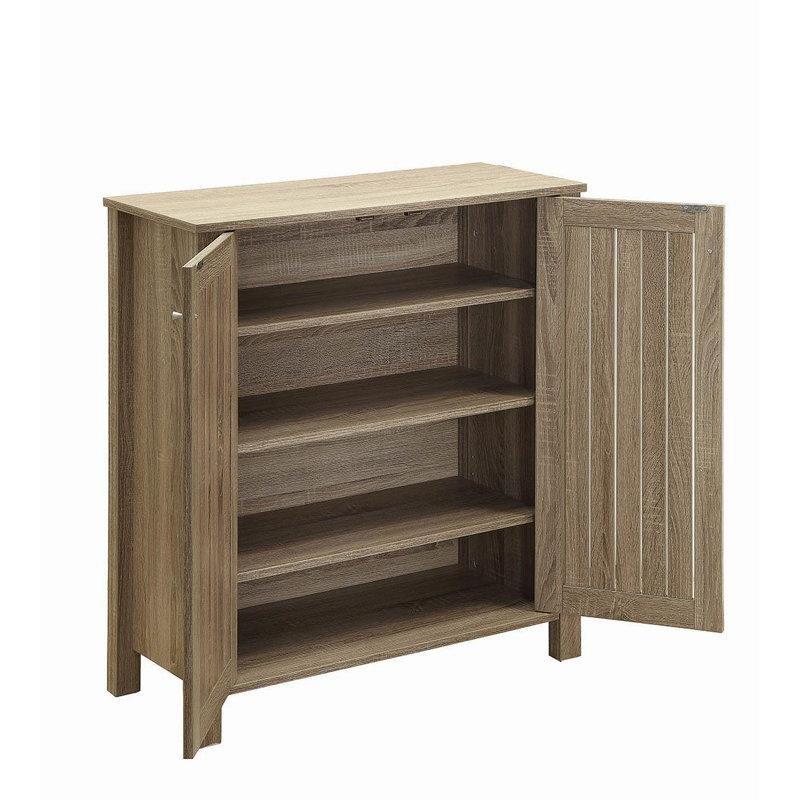 Vizon Endüstriyel Ahşap Panjur Kapaklı Ayarlanabilir Raflı Ayakkabılık - 80x34x87 cm - 229850