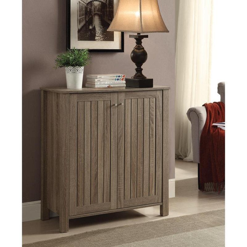 Vizon Endüstriyel Ahşap Panjur Kapaklı Ayarlanabilir Raflı Ayakkabılık - 80x34x87 cm - 229850