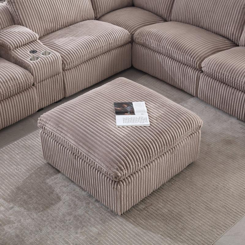 Vizon Fitilli Kadife Kumaş Leke ve Çizilmeye Dayanıklı Kare Puf - 95x95 cm - 165304