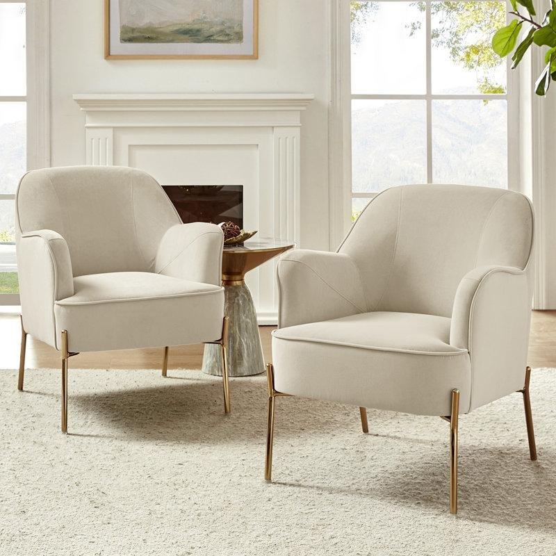 Vizon Kadife Metal Ayaklı Gömme Kollu 2li Set Tekli Koltuk - 67 cm - 202733