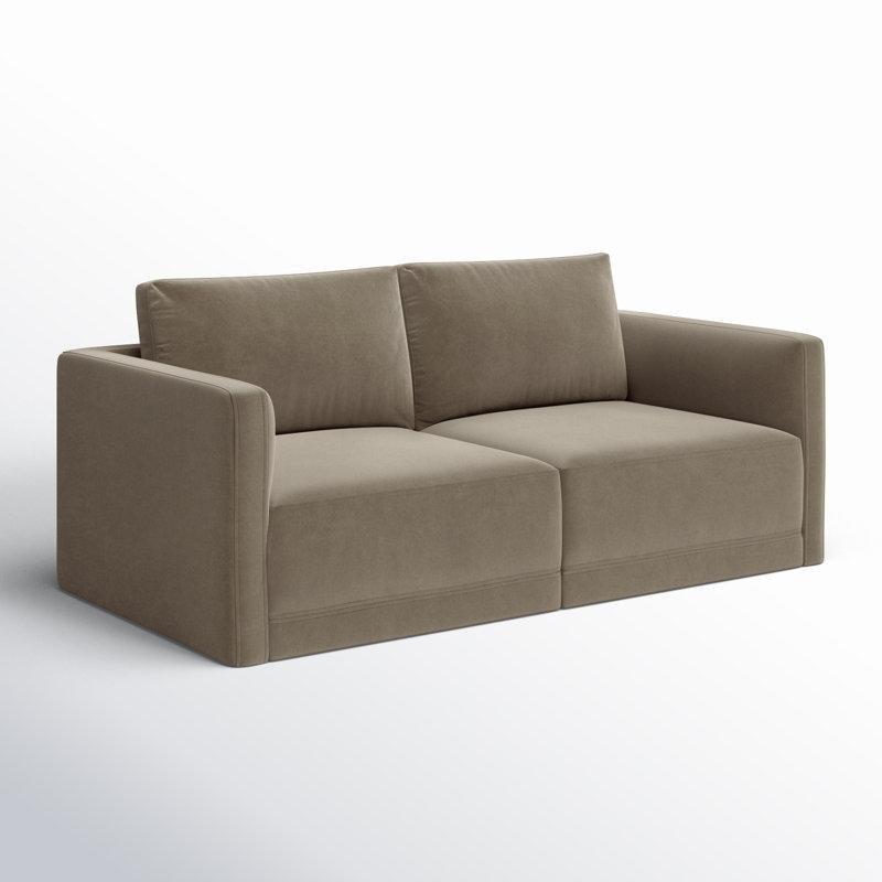 Vizon Kadife Modüler Yuvarlak Kollu İkili Koltuk - 188 cm - 205963