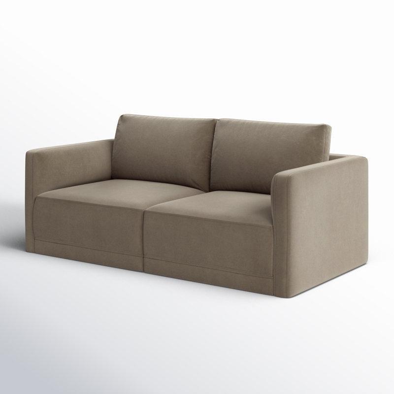 Vizon Kadife Modüler Yuvarlak Kollu İkili Koltuk - 188 cm - 205963