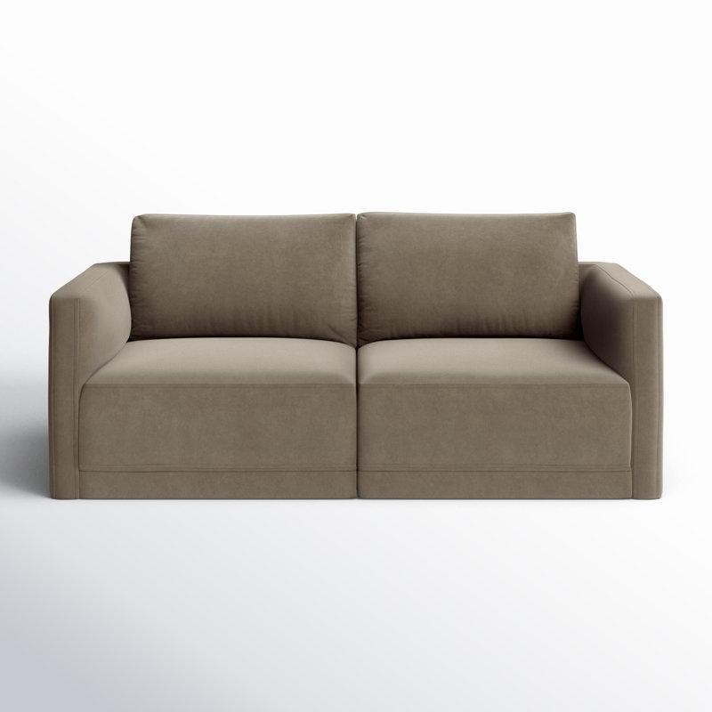 Vizon Kadife Modüler Yuvarlak Kollu İkili Koltuk - 188 cm - 205963