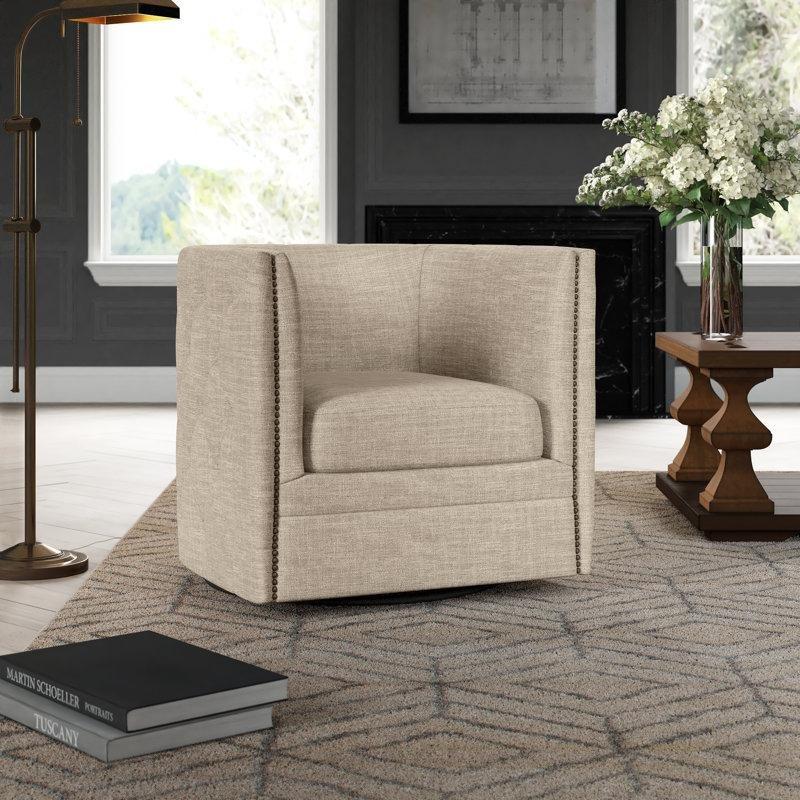 Vizon Kapitoneli Zımba Detaylı 360 Derece Döner Fıçı Tasarım Tekli Koltuk - 205163