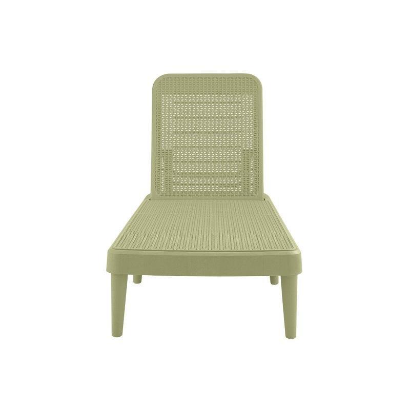 Wasabi Yeşili Rattan Tasarımlı Ayarlanabilir Sırtlıklı Reçine Şezlong - 171046