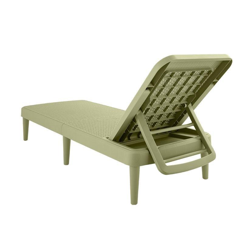 Wasabi Yeşili Rattan Tasarımlı Ayarlanabilir Sırtlıklı Reçine Şezlong - 171046