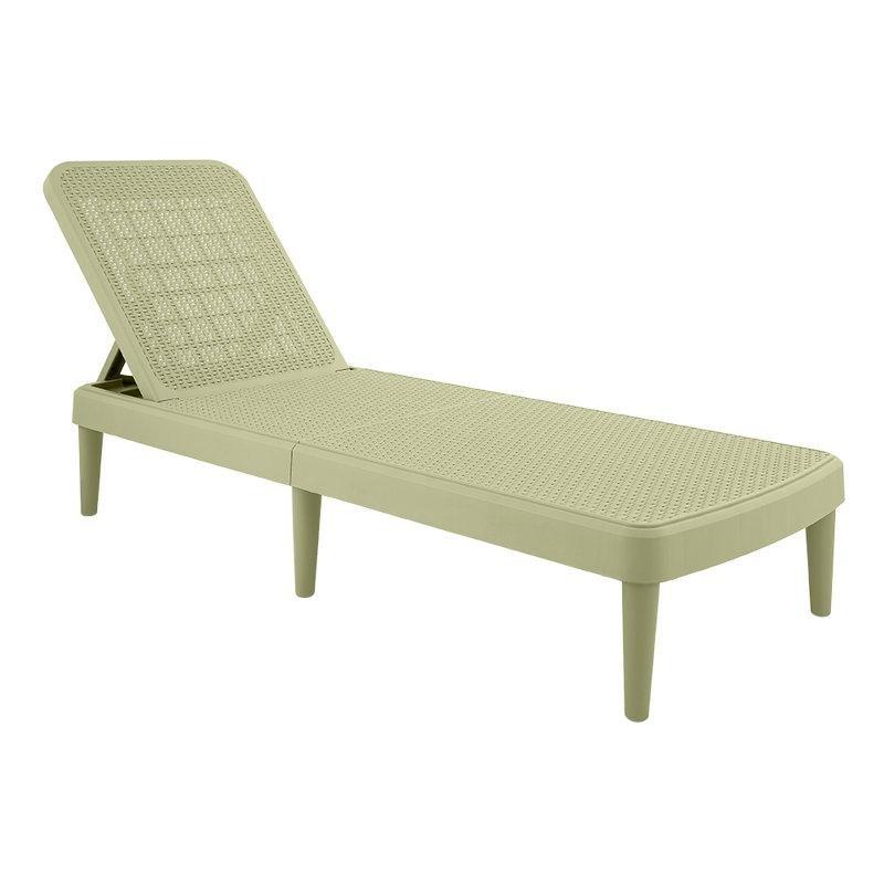 Wasabi Yeşili Rattan Tasarımlı Ayarlanabilir Sırtlıklı Reçine Şezlong - 171046