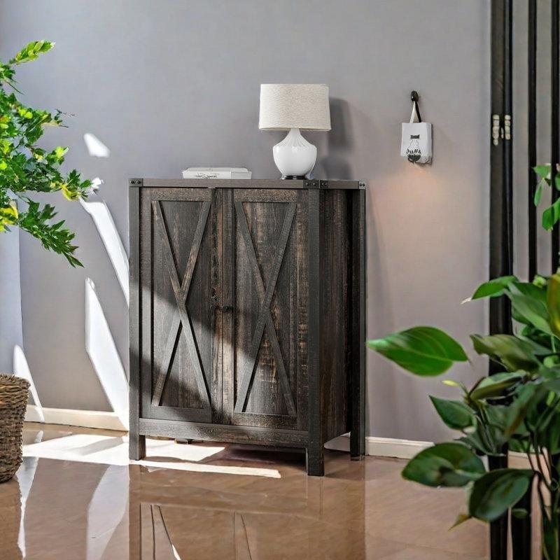 X Desenli Kapaklı Ayarlanabilir Raflı MDF Ayakkabılık Dolabı - 100x81x36 cm - 228535