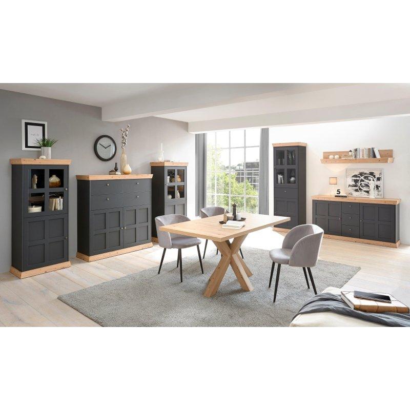 Yabani Meşe MDF Büyüyebilen Geometrik Tasarımlı Bohem Yemek Masası - 160x90 cm - 236527