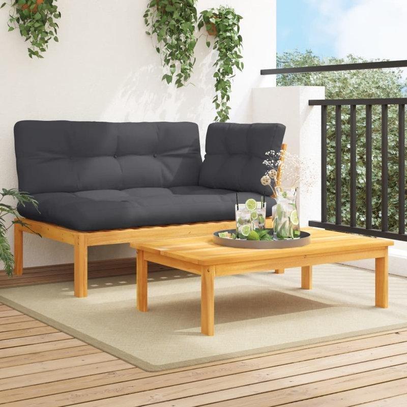 Yağlanmış Masif Akasya Ağacı Minderli Köşe Palet Koltuk - 134x92x70 cm - 177418